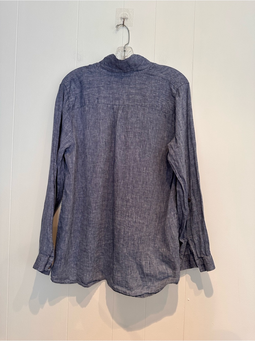 J. Jill Love Linen Blue Chambray Popover Tunic Top Medium - Picture 4 of 9